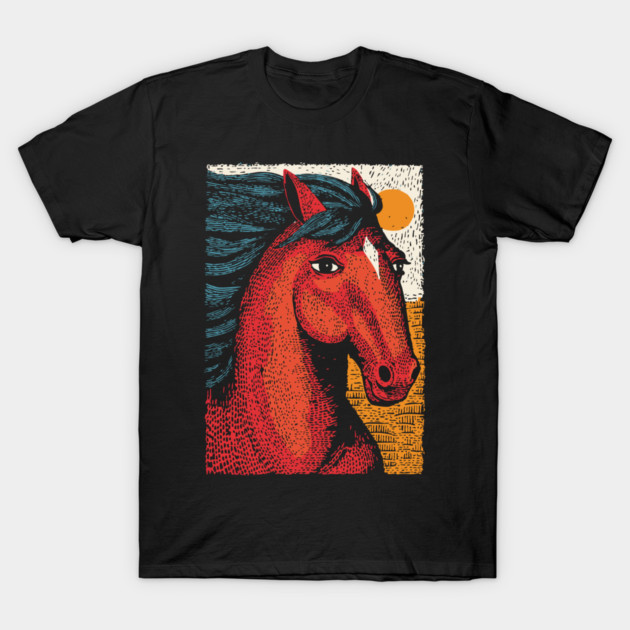Majestic Handsome Horse Portrait Vintage Style T-Shirt by TuncGK