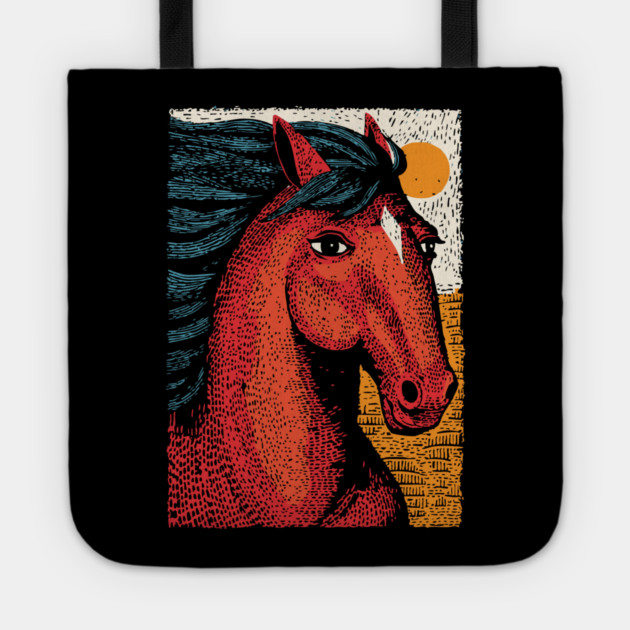 Majestic Handsome Horse Portrait Vintage Style Tote by TuncGK