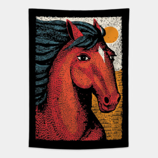 Majestic Handsome Horse Portrait Vintage Style Tapestry