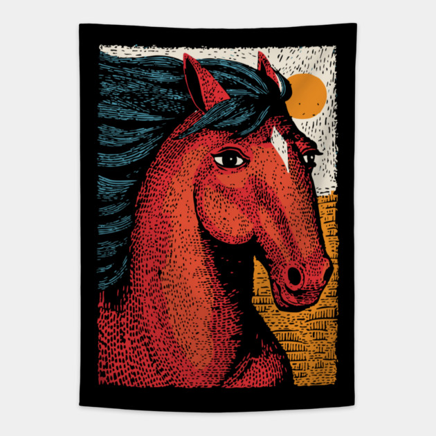 Majestic Handsome Horse Portrait Vintage Style Tapestry by TuncGK