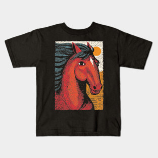 Majestic Handsome Horse Portrait Vintage Style Kids T-Shirt