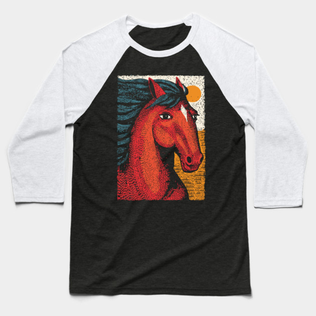 Majestic Handsome Horse Portrait Vintage Style Baseball T-Shirt by TuncGK