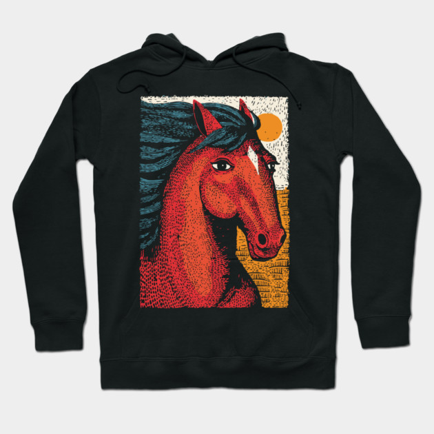 Majestic Handsome Horse Portrait Vintage Style Hoodie by TuncGK