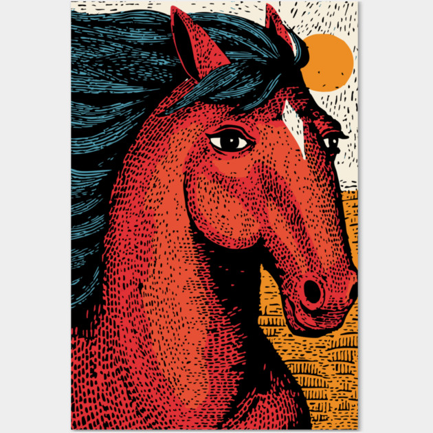 Majestic Handsome Horse Portrait Vintage Style Wall Art by TuncGK