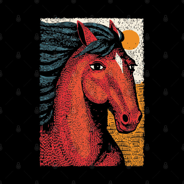 Majestic Handsome Horse Portrait Vintage Style by TuncGK