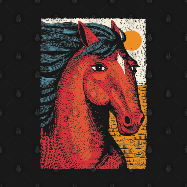 Majestic Handsome Horse Portrait Vintage Style by TuncGK