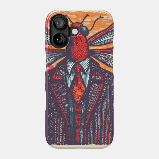 Surreal Dragonfly Head in Corporate Attire Artistic Design Phone Case by TuncGK