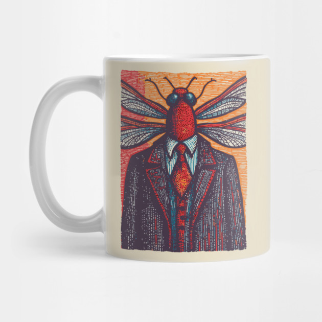 Surreal Dragonfly Head in Corporate Attire Artistic Design by TuncGK