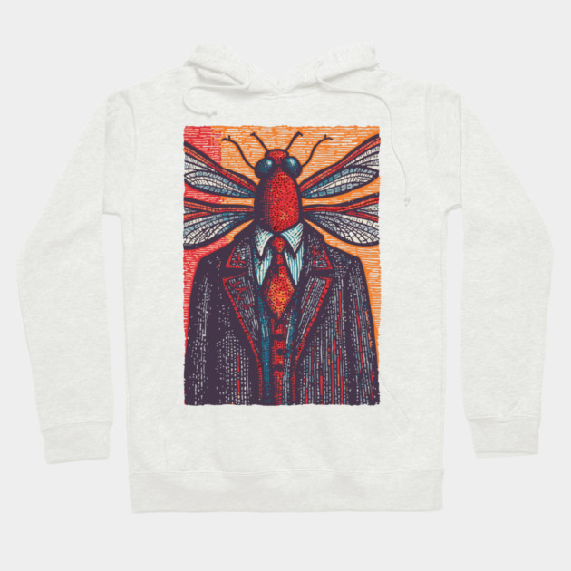 Surreal Dragonfly Head in Corporate Attire Artistic Design Hoodie by TuncGK