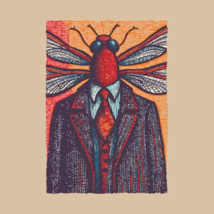 Surreal Dragonfly Head in Corporate Attire Artistic Design T-Shirt