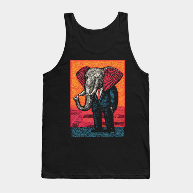 Majestic Elephant in Business Suit Surreal Art Tank Top by TuncGK