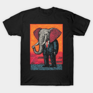 Majestic Elephant in Business Suit Surreal Art T-Shirt