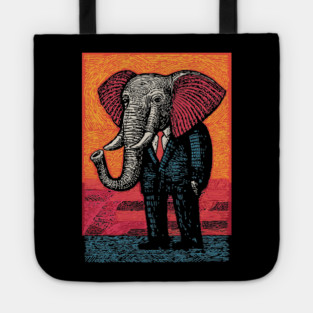 Majestic Elephant in Business Suit Surreal Art Tote
