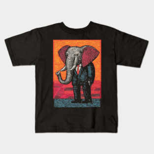 Majestic Elephant in Business Suit Surreal Art Kids T-Shirt