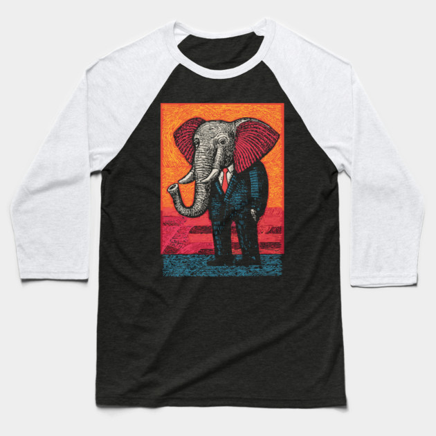 Majestic Elephant in Business Suit Surreal Art Baseball T-Shirt by TuncGK