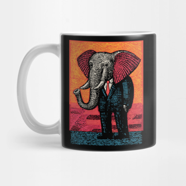 Majestic Elephant in Business Suit Surreal Art by TuncGK