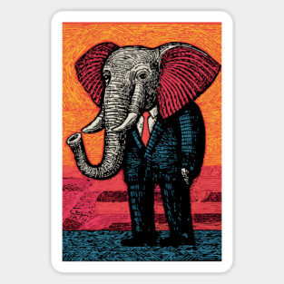 Majestic Elephant in Business Suit Surreal Art Magnet