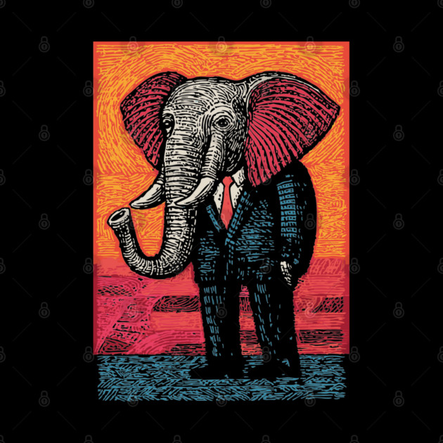 Majestic Elephant in Business Suit Surreal Art by TuncGK