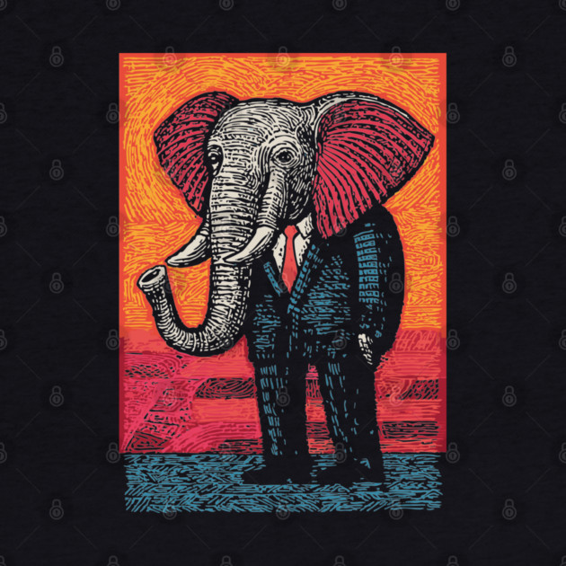 Majestic Elephant in Business Suit Surreal Art by TuncGK