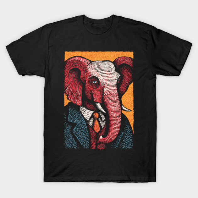 Elegant Elephant in Formal Attire Sophisticated Design T-Shirt by TuncGK
