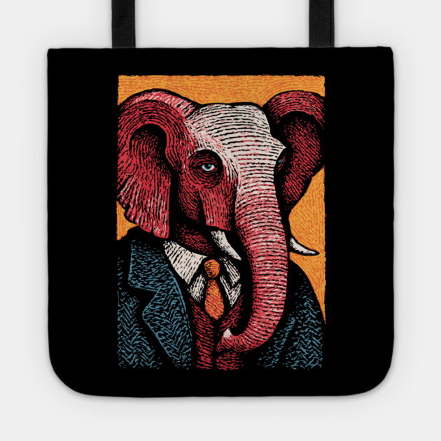 Elegant Elephant in Formal Attire Sophisticated Design Tote by TuncGK