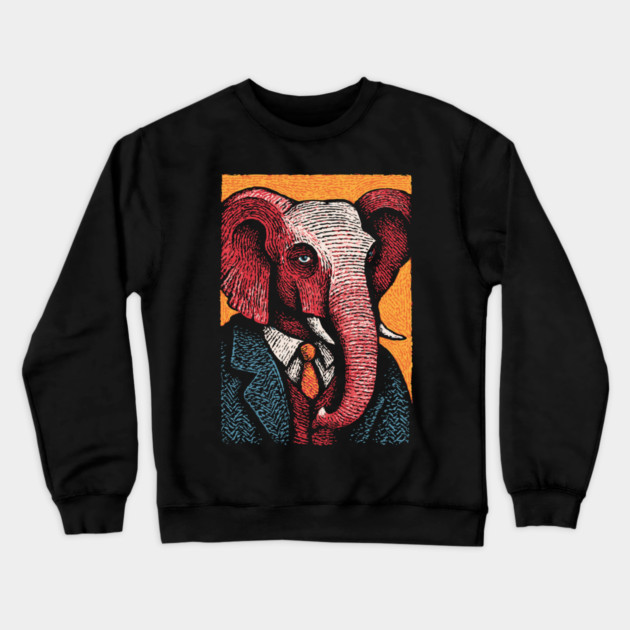 Elegant Elephant in Formal Attire Sophisticated Design Crewneck Sweatshirt by TuncGK