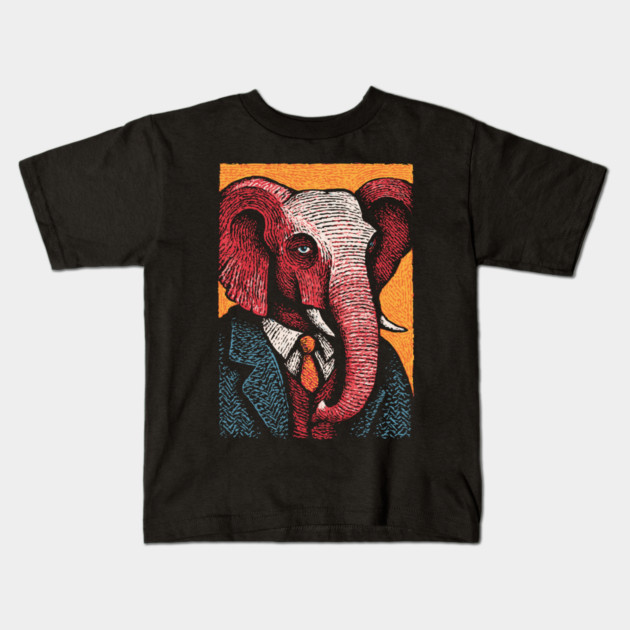 Elegant Elephant in Formal Attire Sophisticated Design Kids T-Shirt by TuncGK