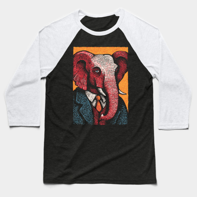 Elegant Elephant in Formal Attire Sophisticated Design Baseball T-Shirt by TuncGK
