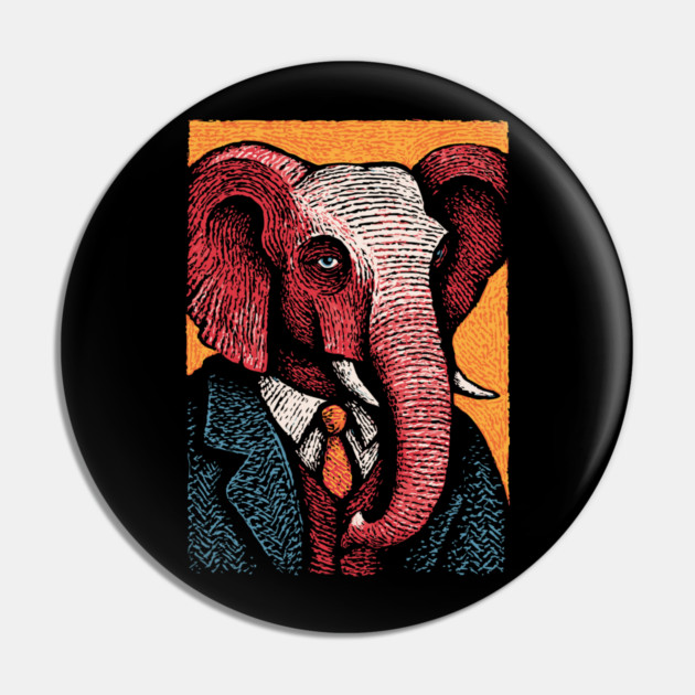 Elegant Elephant in Formal Attire Sophisticated Design Pin by TuncGK