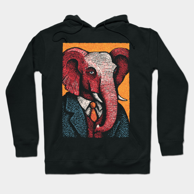 Elegant Elephant in Formal Attire Sophisticated Design Hoodie by TuncGK