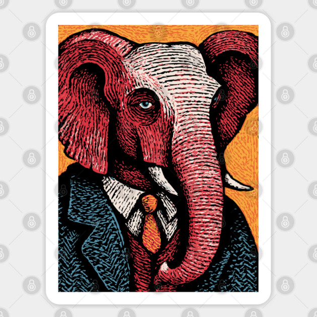 Elegant Elephant in Formal Attire Sophisticated Design Sticker by TuncGK