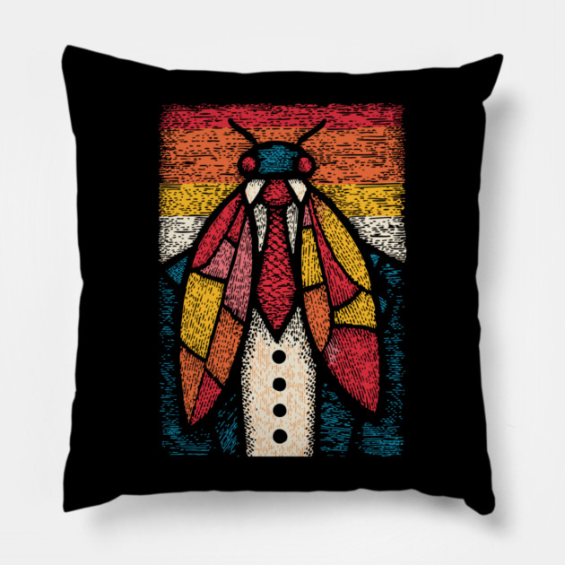 Quirky Beetle-Headed Businessman in Suit Funny Art Pillow by TuncGK