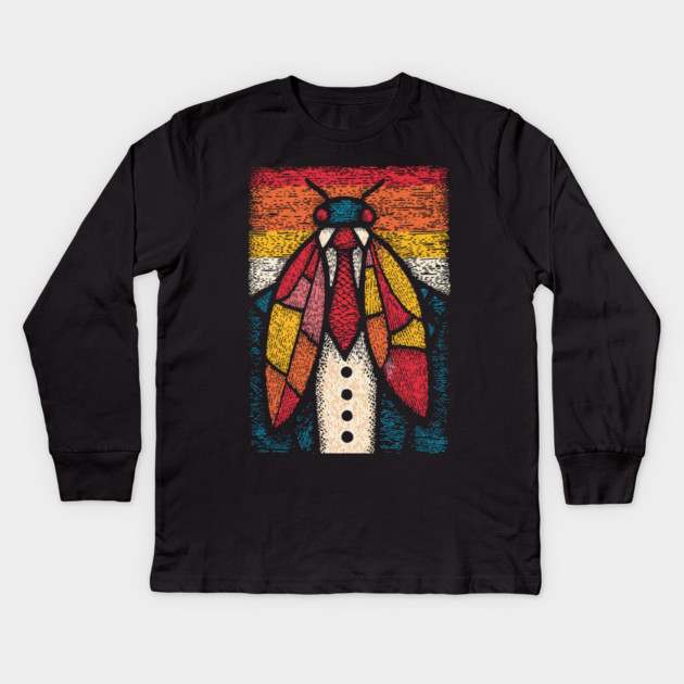 Quirky Beetle-Headed Businessman in Suit Funny Art Kids Long Sleeve T-Shirt by TuncGK