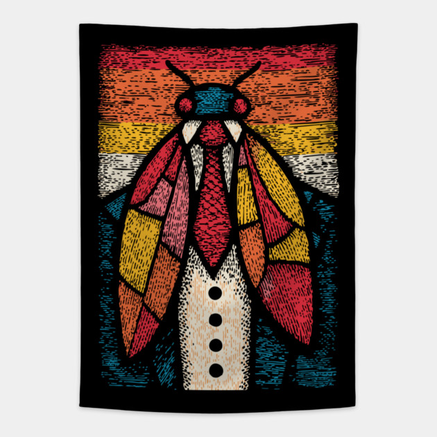 Quirky Beetle-Headed Businessman in Suit Funny Art Tapestry by TuncGK