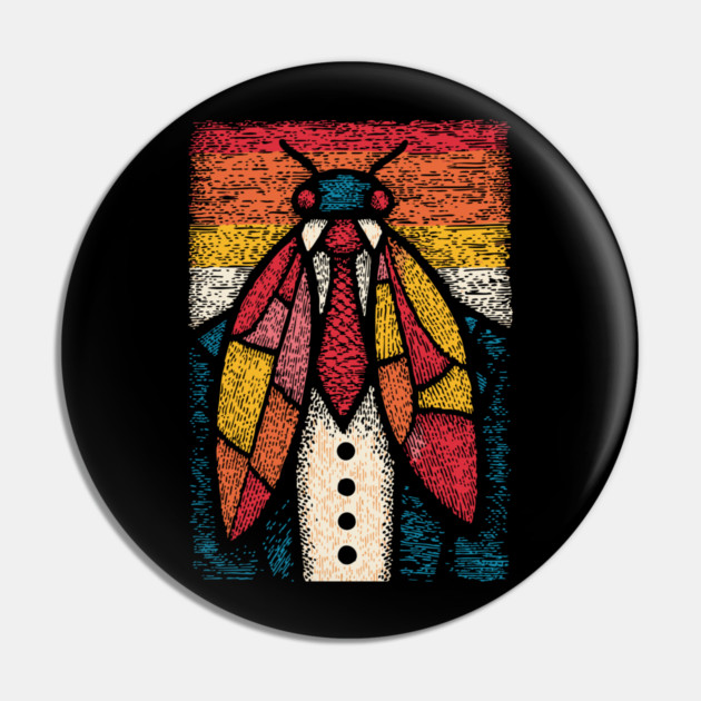 Quirky Beetle-Headed Businessman in Suit Funny Art Pin by TuncGK