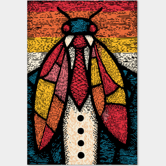 Quirky Beetle-Headed Businessman in Suit Funny Art Wall Art by TuncGK