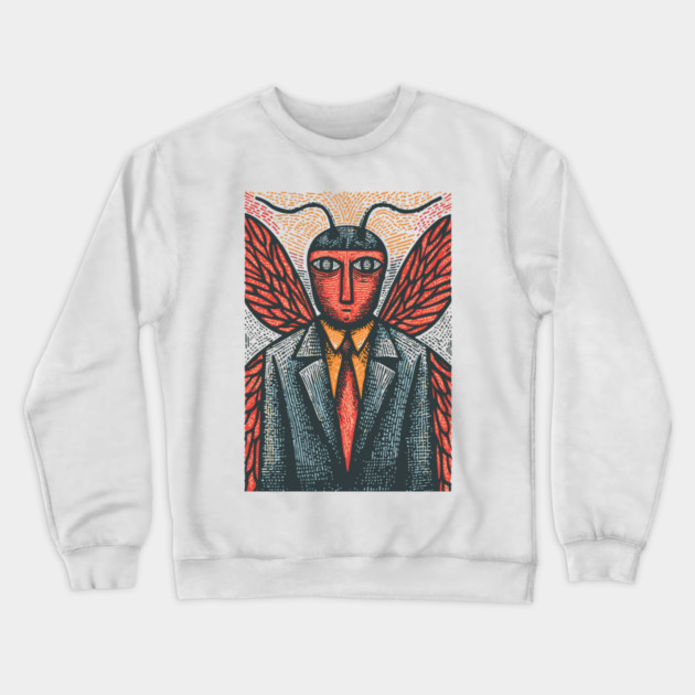 Surreal Moth-Headed Executive in Suit Art Design Crewneck Sweatshirt by TuncGK