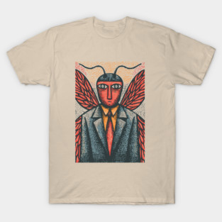 Surreal Moth-Headed Executive in Suit Art Design T-Shirt