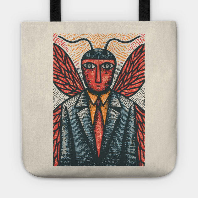 Surreal Moth-Headed Executive in Suit Art Design Tote by TuncGK