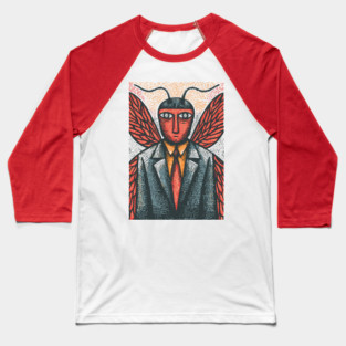 Surreal Moth-Headed Executive in Suit Art Design Baseball T-Shirt