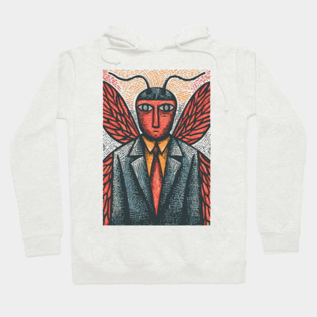 Surreal Moth-Headed Executive in Suit Art Design Hoodie by TuncGK
