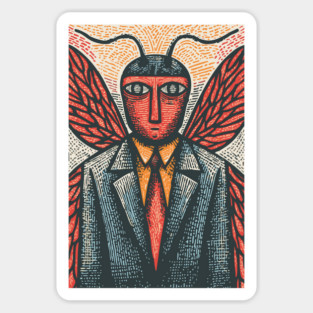 Surreal Moth-Headed Executive in Suit Art Design Magnet