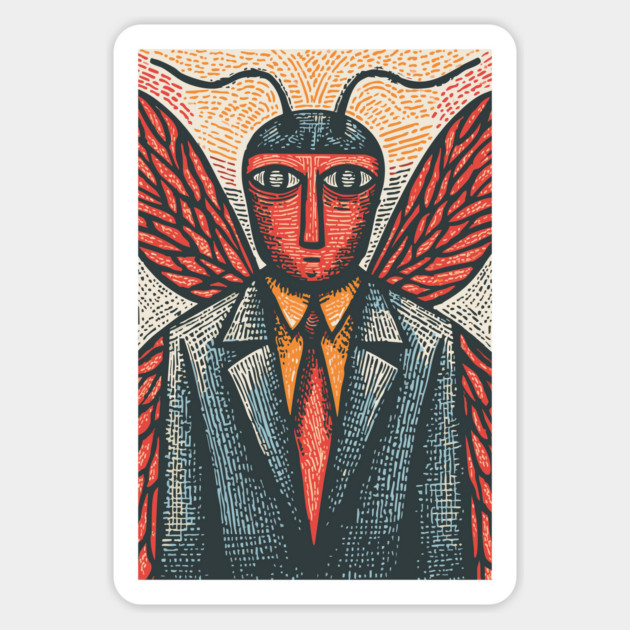 Surreal Moth-Headed Executive in Suit Art Design Magnet by TuncGK