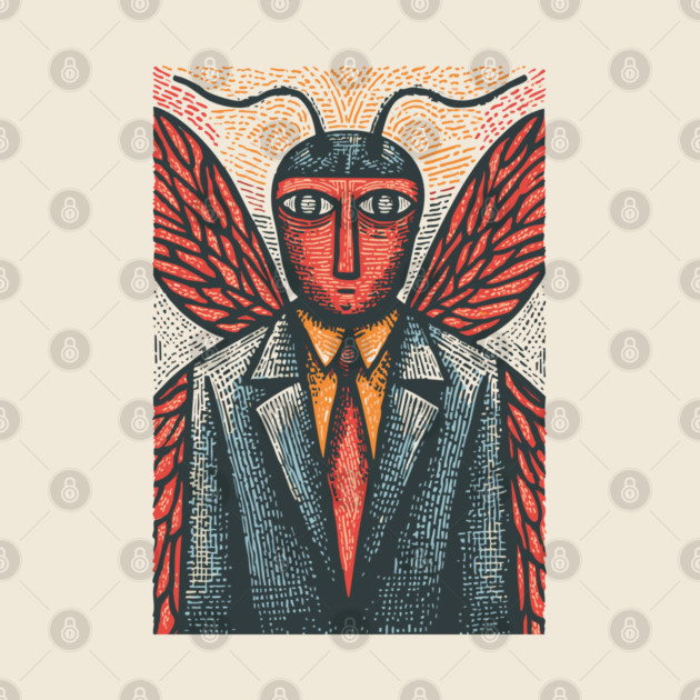 Surreal Moth-Headed Executive in Suit Art Design by TuncGK