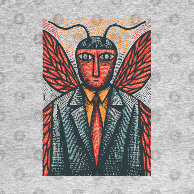 Surreal Moth-Headed Executive in Suit Art Design by TuncGK