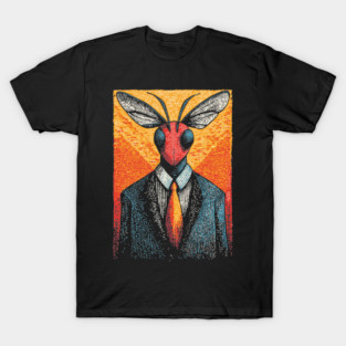 Majestic Dragonfly-Headed Businessman in Suit Surreal Art T-Shirt