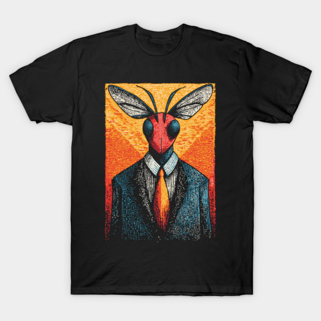 Majestic Dragonfly-Headed Businessman in Suit Surreal Art T-Shirt by TuncGK