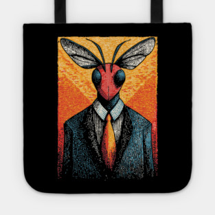 Majestic Dragonfly-Headed Businessman in Suit Surreal Art Tote