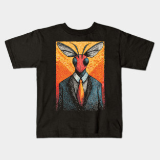 Majestic Dragonfly-Headed Businessman in Suit Surreal Art Kids T-Shirt