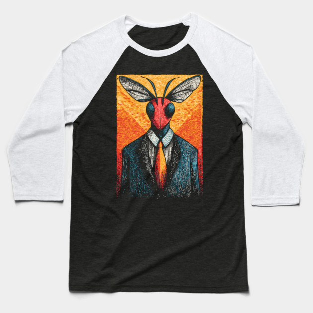Majestic Dragonfly-Headed Businessman in Suit Surreal Art Baseball T-Shirt by TuncGK